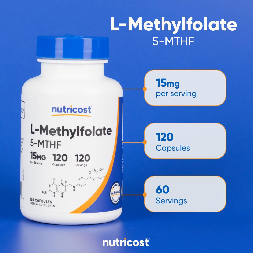 Uso matutino con Nutricost L‑Methylfolate junto a un vaso de agua y agenda diaria