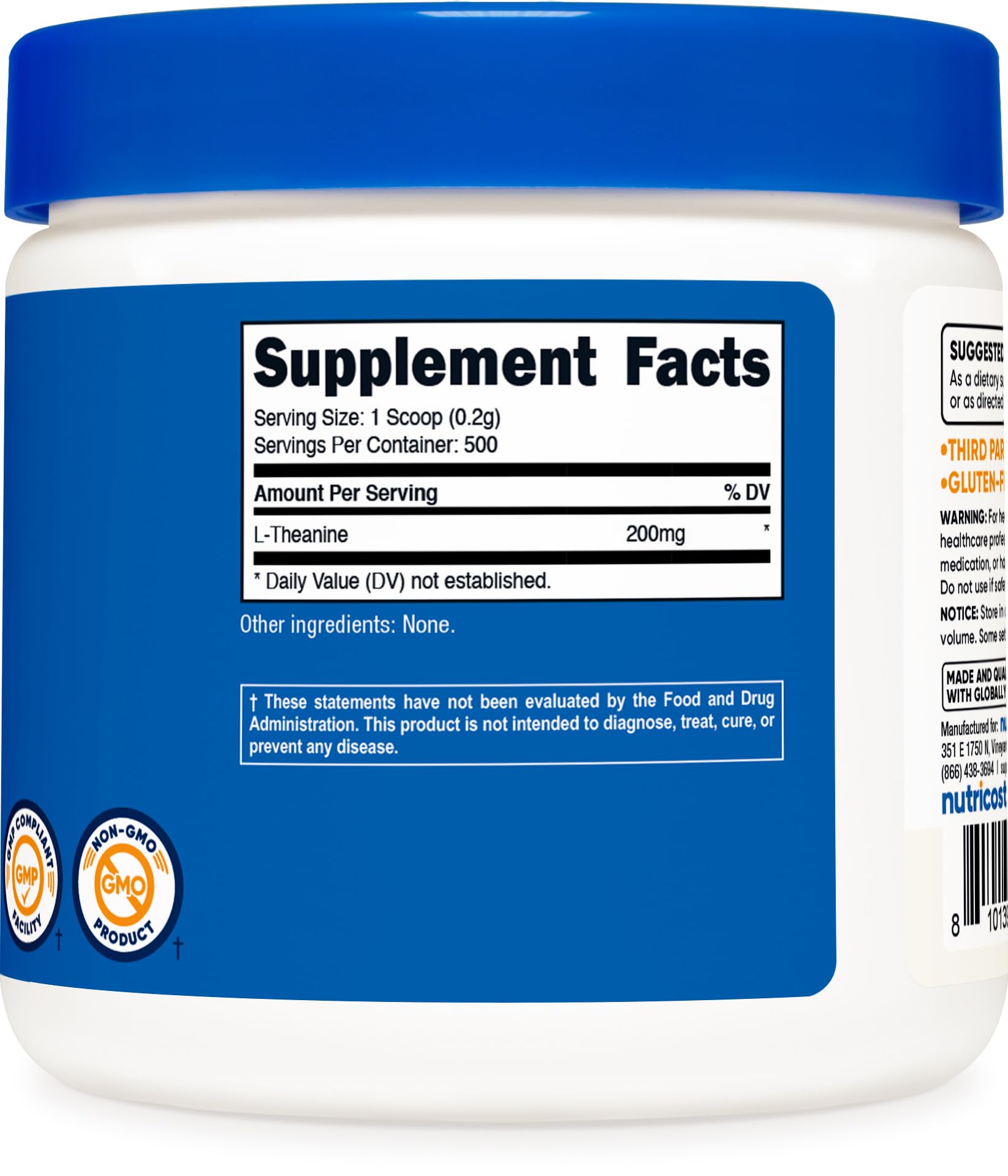 Nutricost etiqueta con información nutricional y certificaciones claras