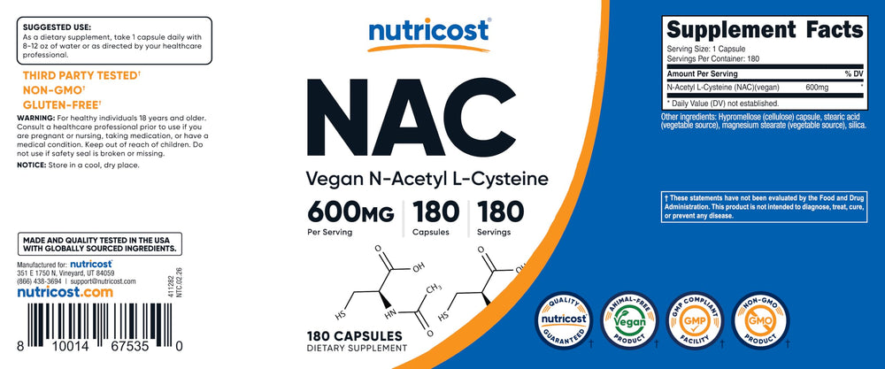 Nutricost control de laboratorio ilustrando pruebas de terceros y beneficio de seguridad