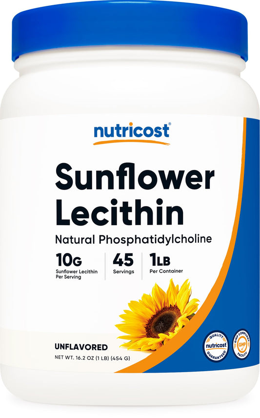 Nutricost lecitina de girasol frontal mostrando envase y conveniencia