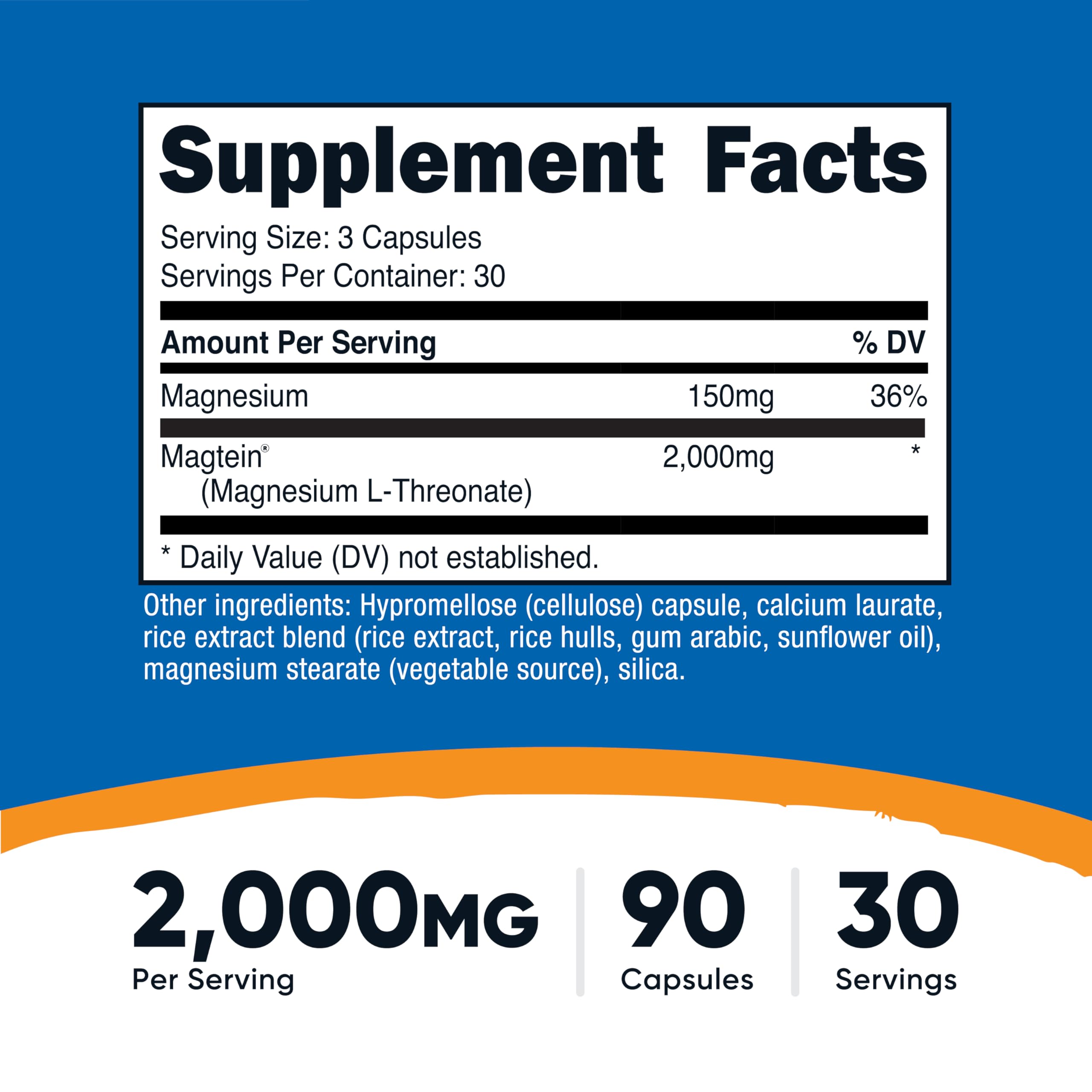 Nutricost Magtein cápsula en primer plano mostrando tamaño cómodo y pureza