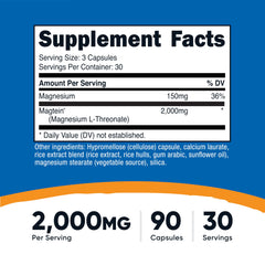Nutricost Magtein cápsula en primer plano mostrando tamaño cómodo y pureza