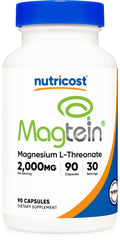Nutricost Magtein vista frontal del frasco mostrando etiqueta clara y confianza