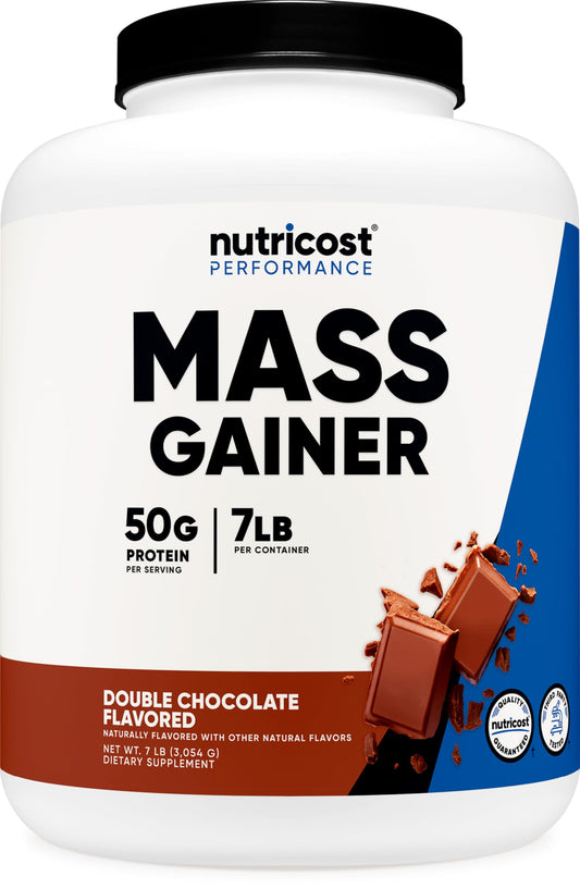Nutricost frasco frente mostrando etiqueta y beneficio de alta proteína