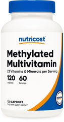 Nutricost frasco frontal mostrando diseño y 120 cápsulas para soporte diario