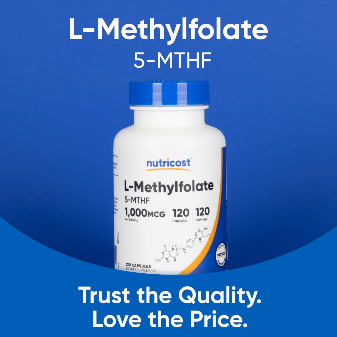 Cápsula Nutricost MethylFolate en un platillo destacando facilidad de uso