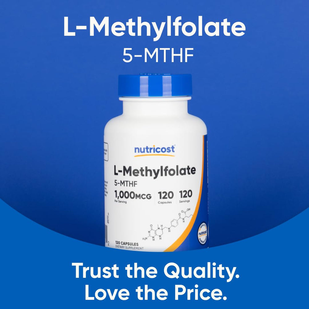 Cápsula Nutricost MethylFolate en un platillo destacando facilidad de uso