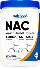 Nutricost NAC envase frontal mostrando la presentación y el tamaño de 500 g para confianza