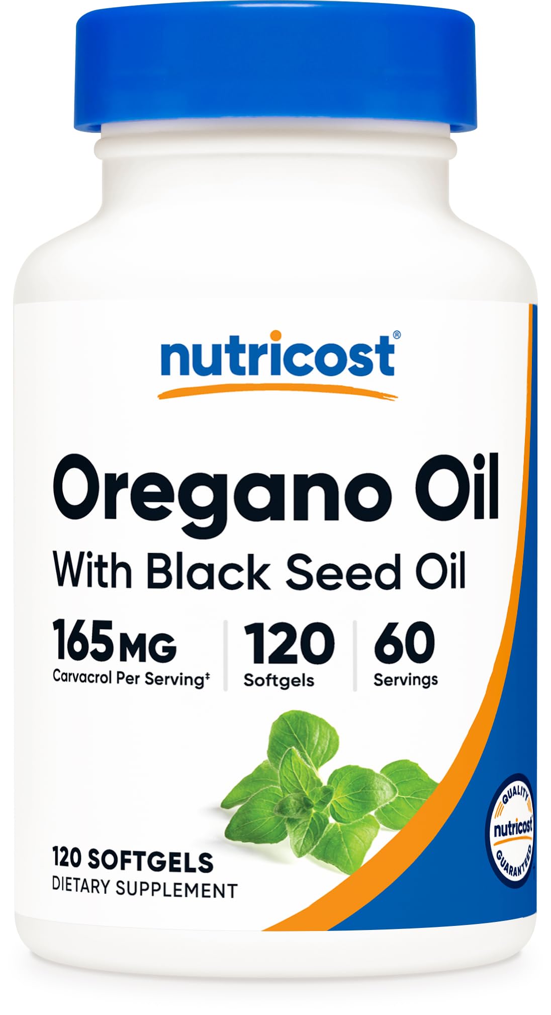 Nutricost frasco frente mostrando 120 softgels y beneficios de conveniencia