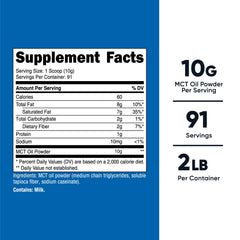 Cuchara con polvo MCT Nutricost mostrando textura fina y fácil disolución
