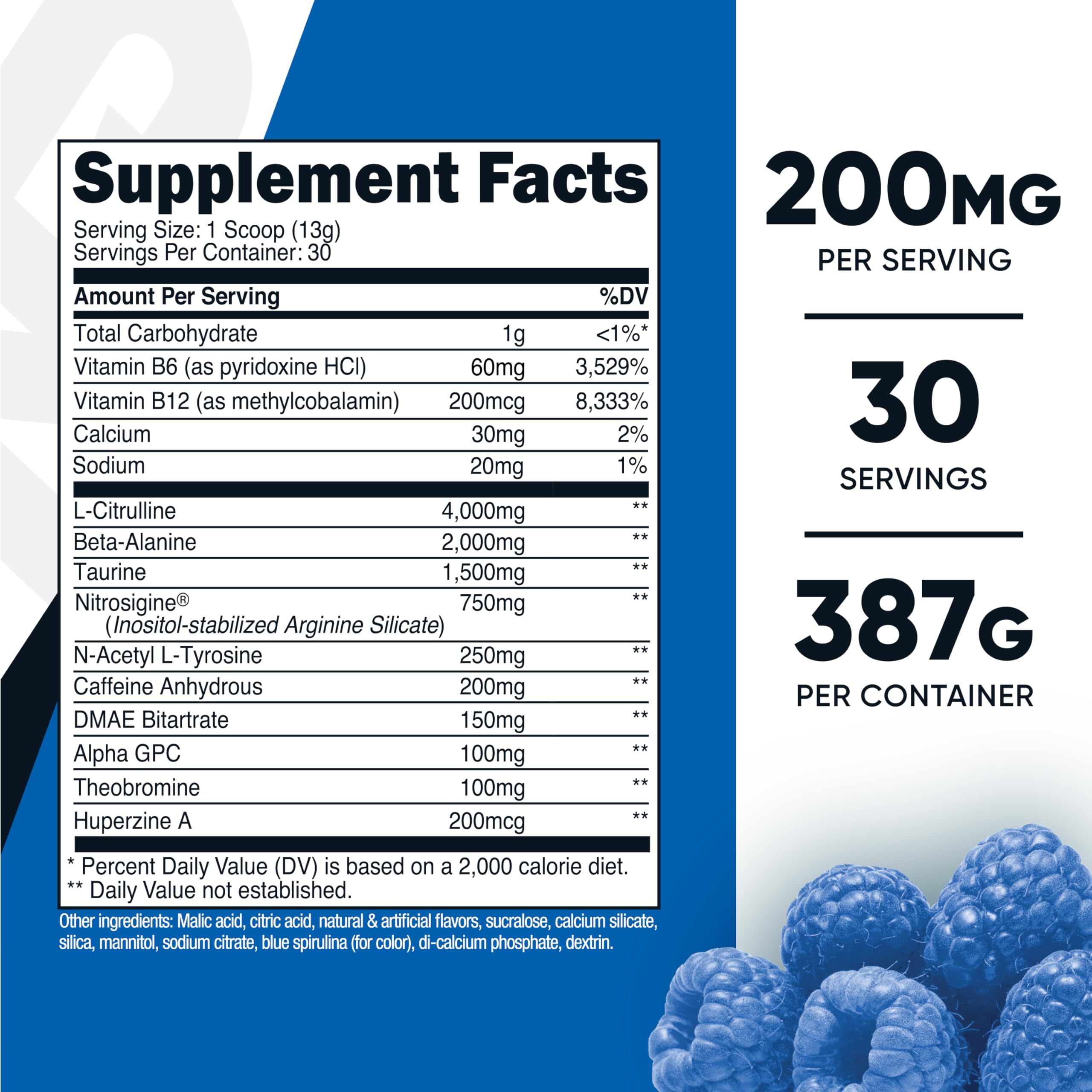 Nutricost polvo azul textura cercana indicando solubilidad y sabor atractivo
