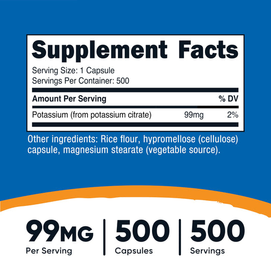 Detalle de cápsula Nutricost Potassium Citrate que muestra textura y tamaño para fácil ingestión