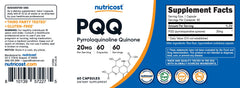 Nutricost PQQ envase abierto con cápsulas mostrando la presentación de 60 unidades
