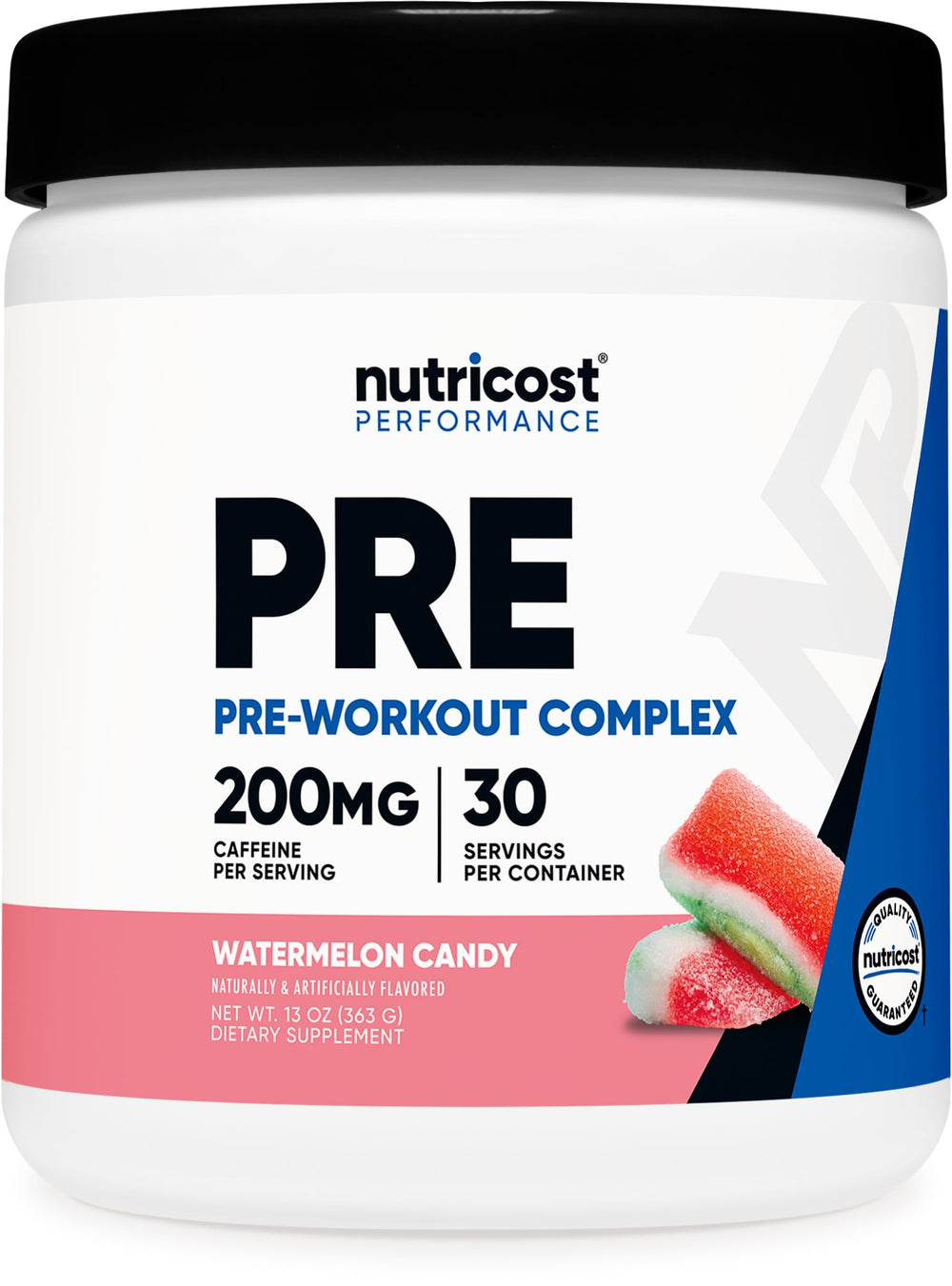 Nutricost envase frontal del pre-workout mostrando la marca y beneficio energético