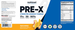 Atleta con Nutricost Pre-X Extreme antes del entrenamiento mostrando energía y enfoque