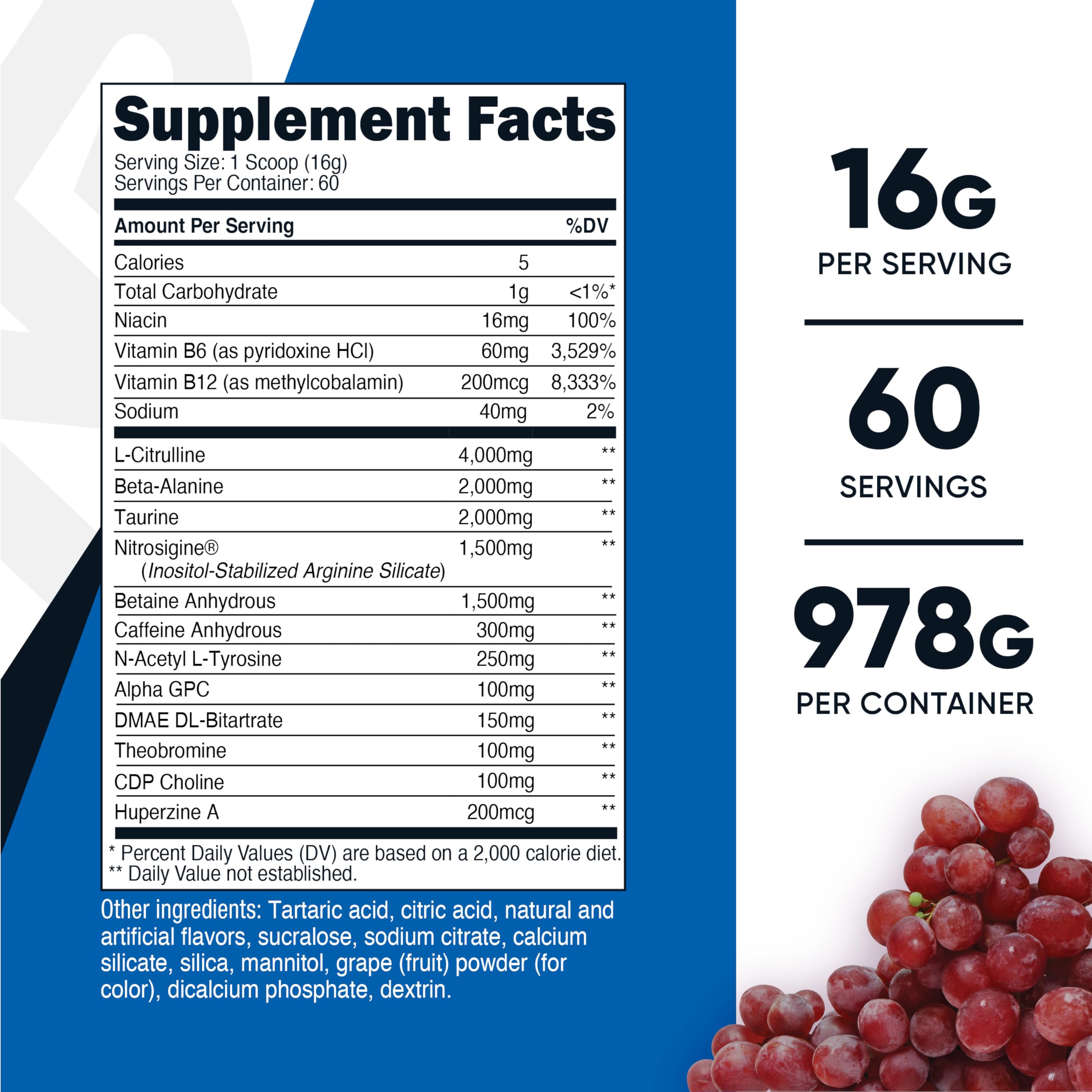 Nutricost detalle del polvo uva textura fina para mezcla rápida