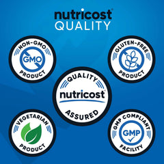 Nutricost bebida pre-entreno en vaso junto a pesas para energía pre ejercicio