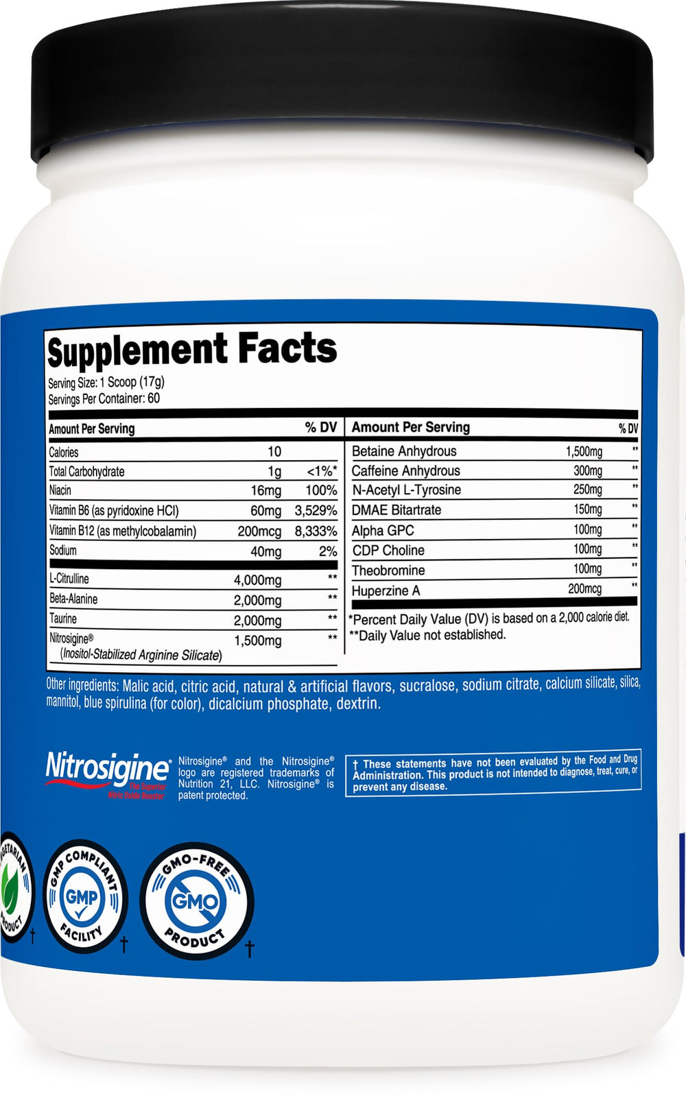 Nutricost etiqueta con lista de ingredientes y vitaminas para transparencia