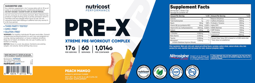 Nutricost uso en gimnasio antes de entrenar para energía y rendimiento