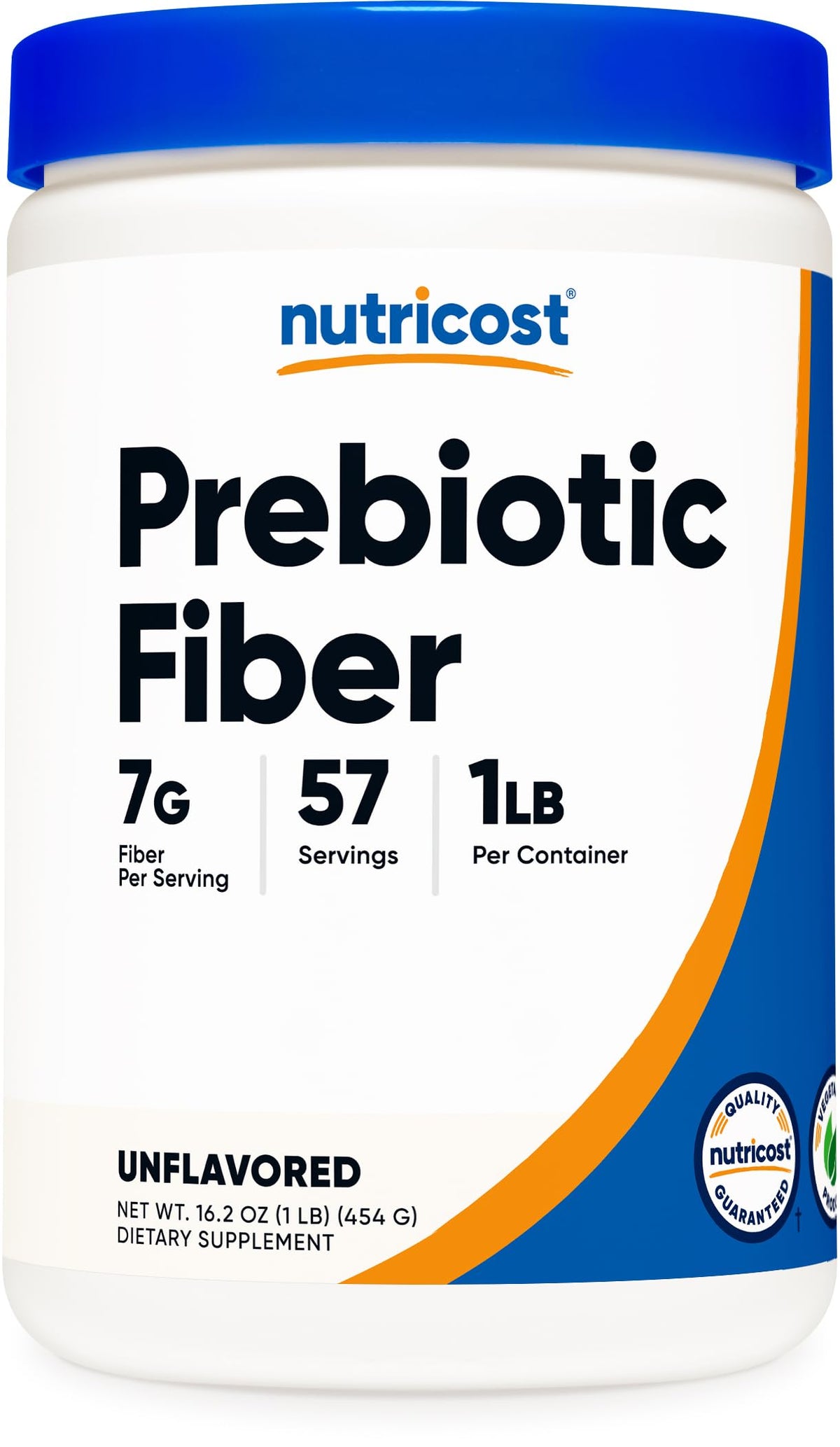 Nutricost frasco frontal mostrando tamaño y sin sabor para mezcla fácil