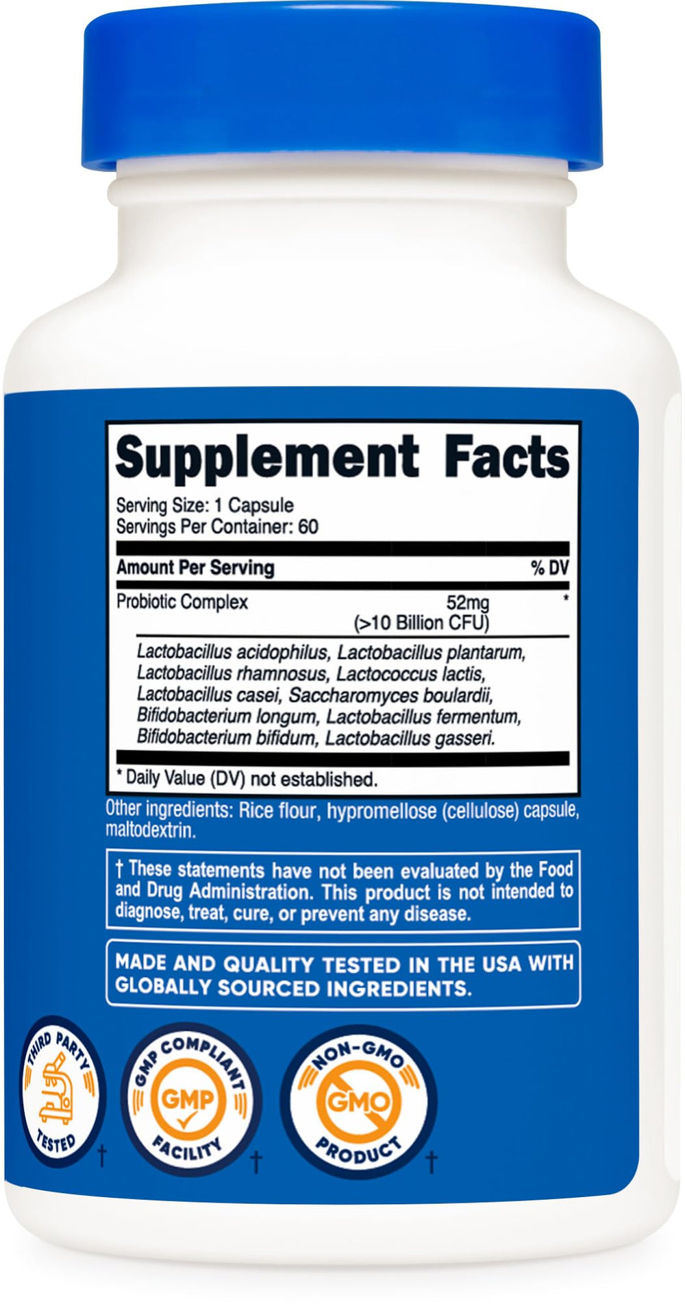 Nutricost etiqueta con certificaciones y pruebas de terceros
