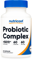 Nutricost frasco frontal mostrando 60 cápsulas y 50 mil millones UFC como beneficio