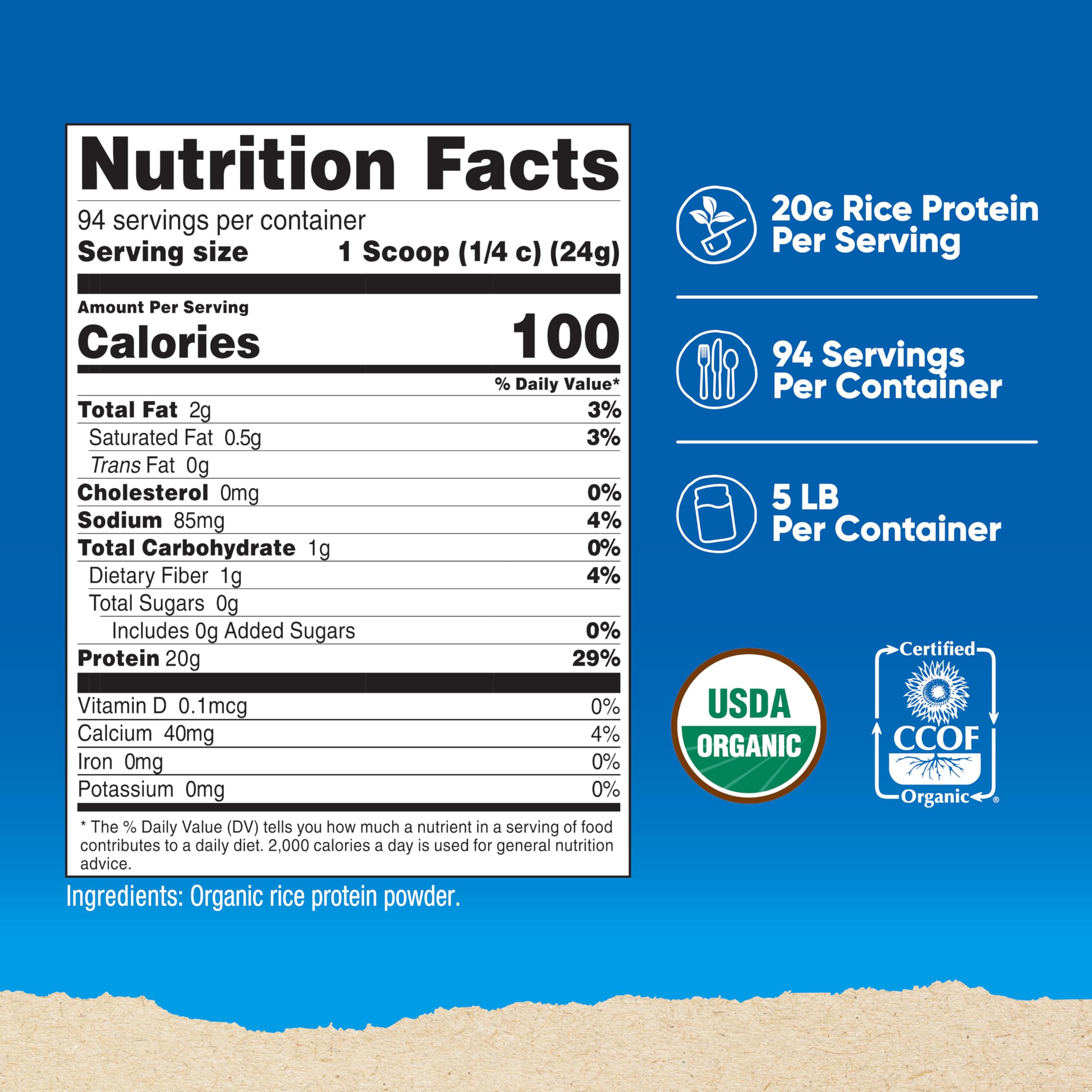 Nutricost polvo de proteína de arroz vista de textura fina y disolución fácil