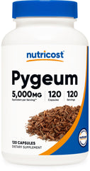 Nutricost frasco frontal de Pygeum con 120 cápsulas, presentación clara y segura