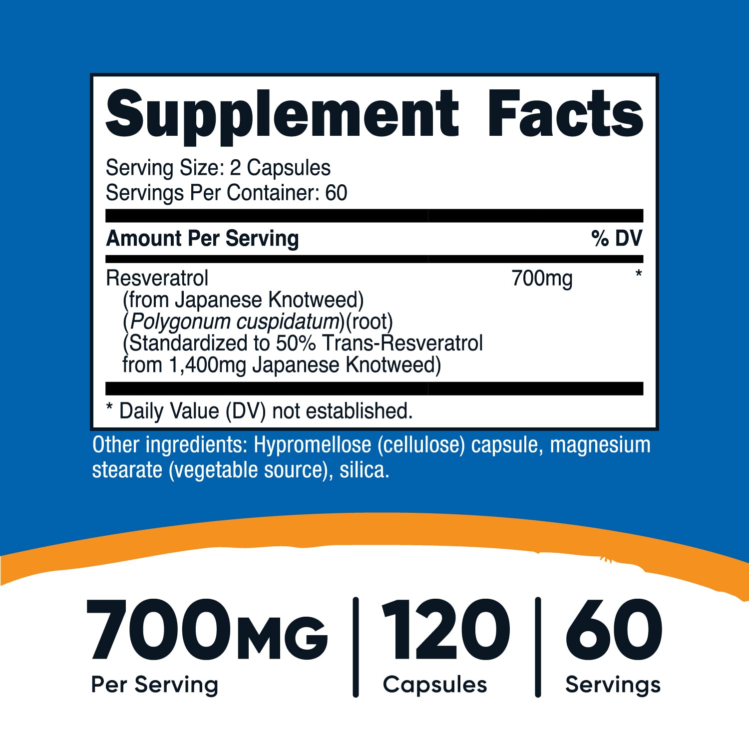 Cápsulas Nutricost Resveratrol en mano para visualizar tamaño y facilidad de ingesta