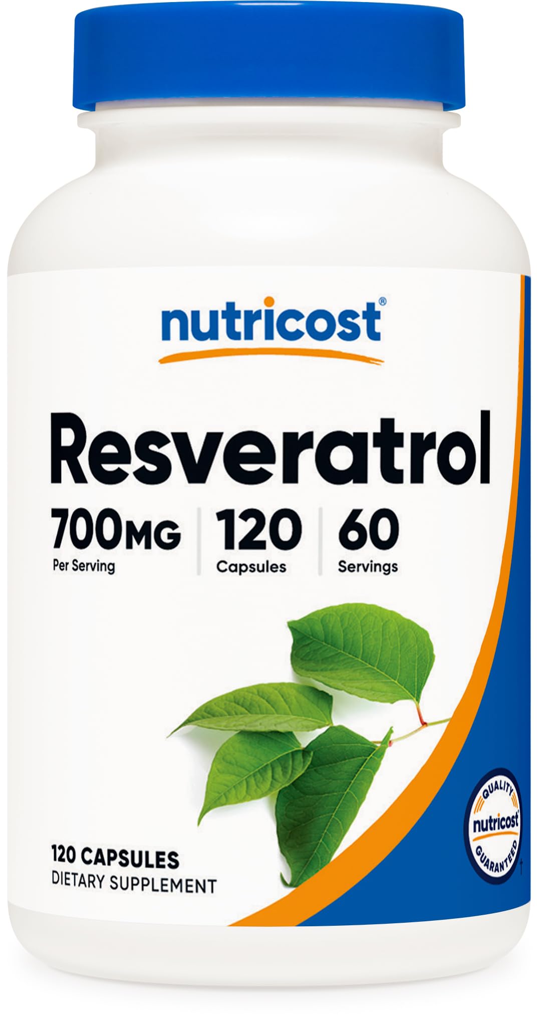 Nutricost frasco frontal del producto mostrando etiqueta y beneficio de 700 mg
