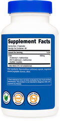 Nutricost SAM-e etiqueta legible con ingredientes y dosis por porción