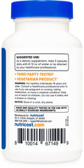 Etiqueta nutricional Nutricost spermidine con información de 15 mg por porción