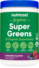 Nutricost super greens frontal del envase mostrando presentación y sabor