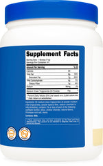 Nutricost lata 16oz junto a taza para comparar tamaño práctico