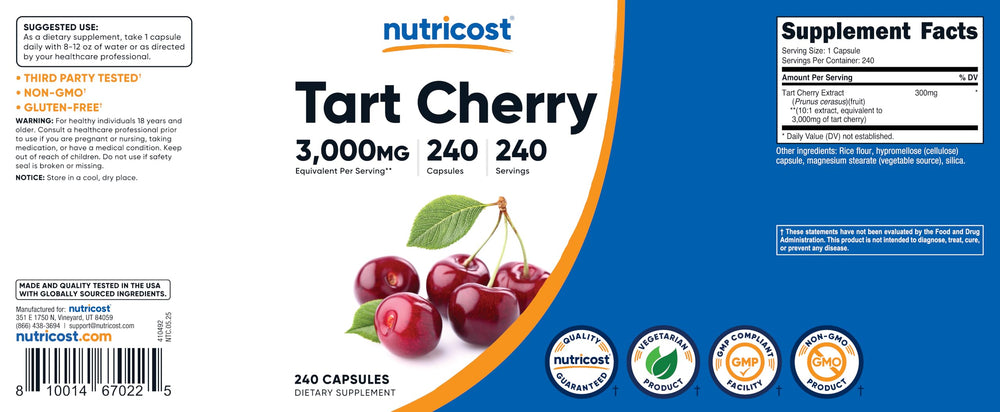 Nutricost frasco junto a fruta y una taza, visual de uso diario conveniente