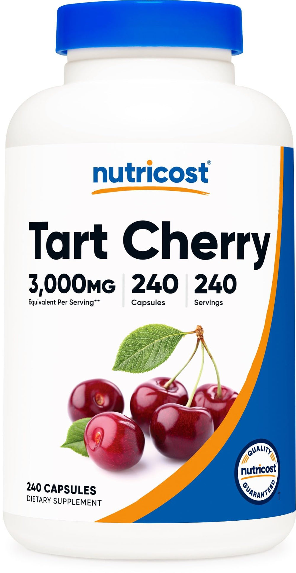 Nutricost frasco frontal con 240 cápsulas, presentación práctica y dosificación clara