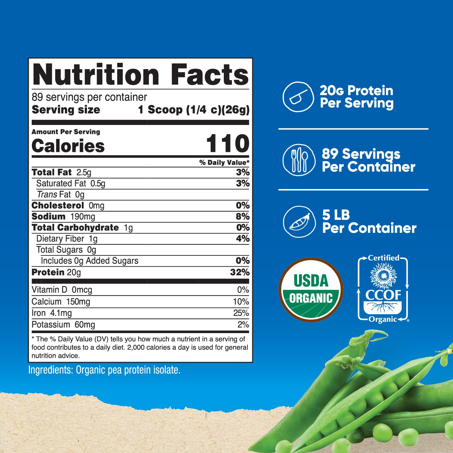 Nutricost close-up textura del polvo de proteína de guisante para mezcla suave