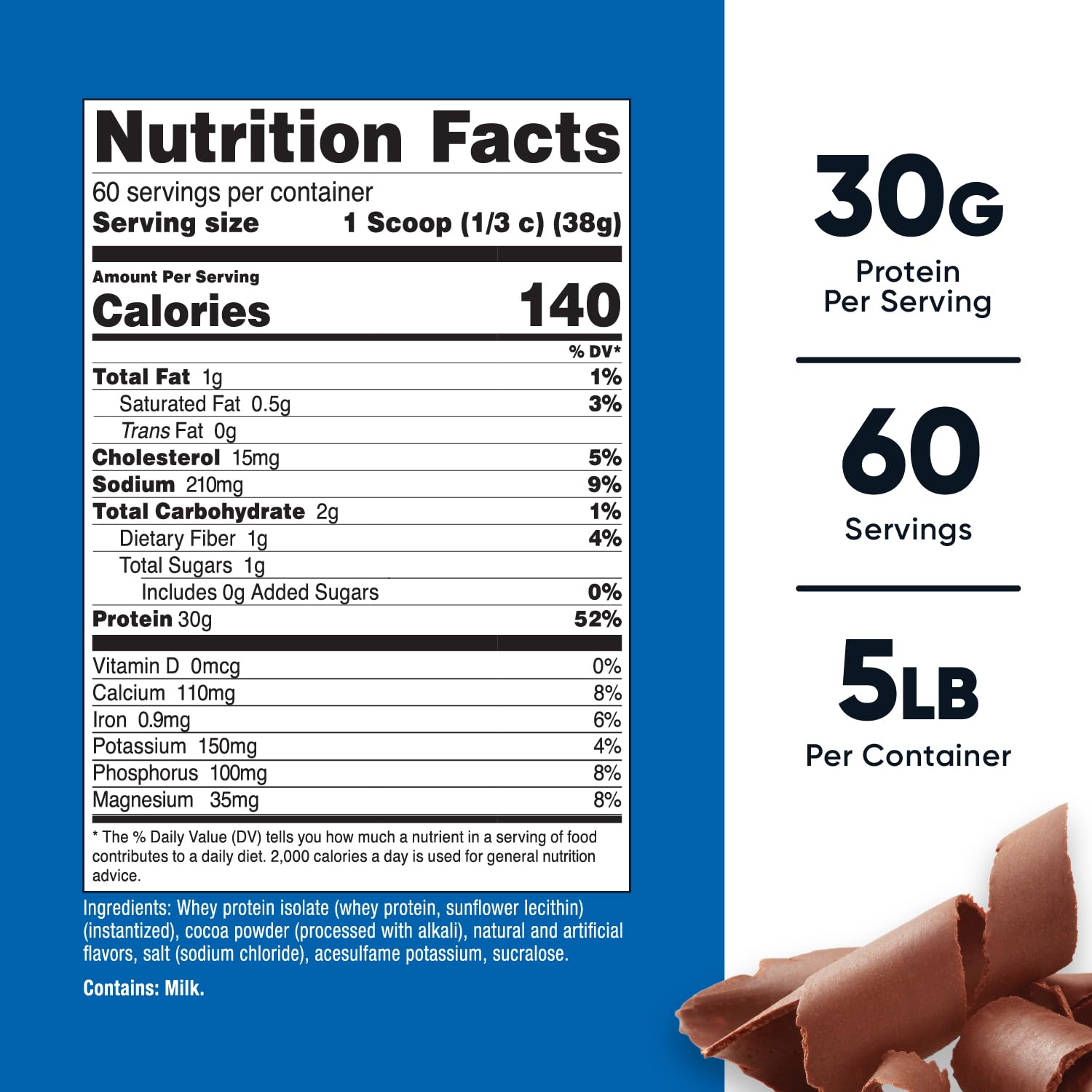 Nutricost polvo de proteína aislada textura fina en primer plano, fácil disolución