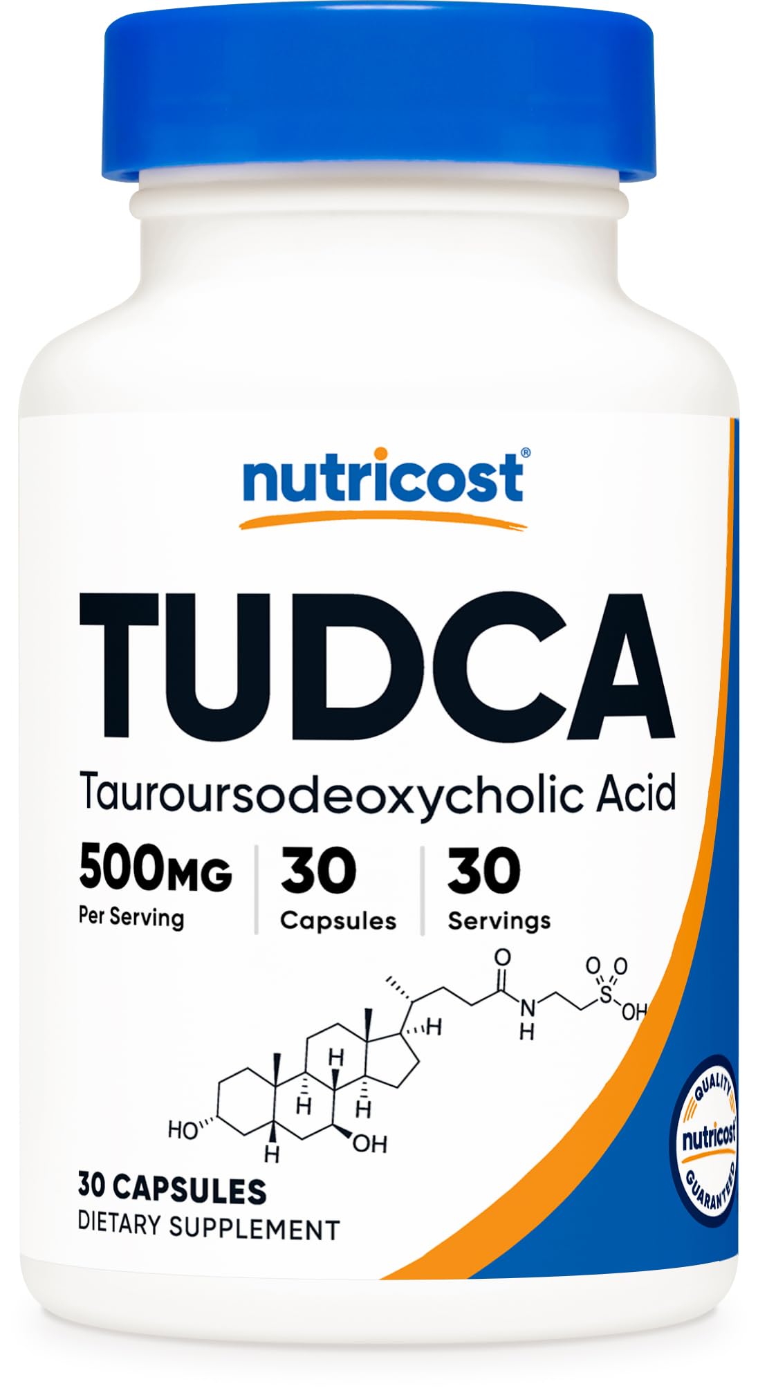 Nutricost Tudca frontal del envase mostrando información clara y beneficio de dosificación