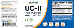 Nutricost ingredientes con cartílago de pollo destacando origen natural UC‑II