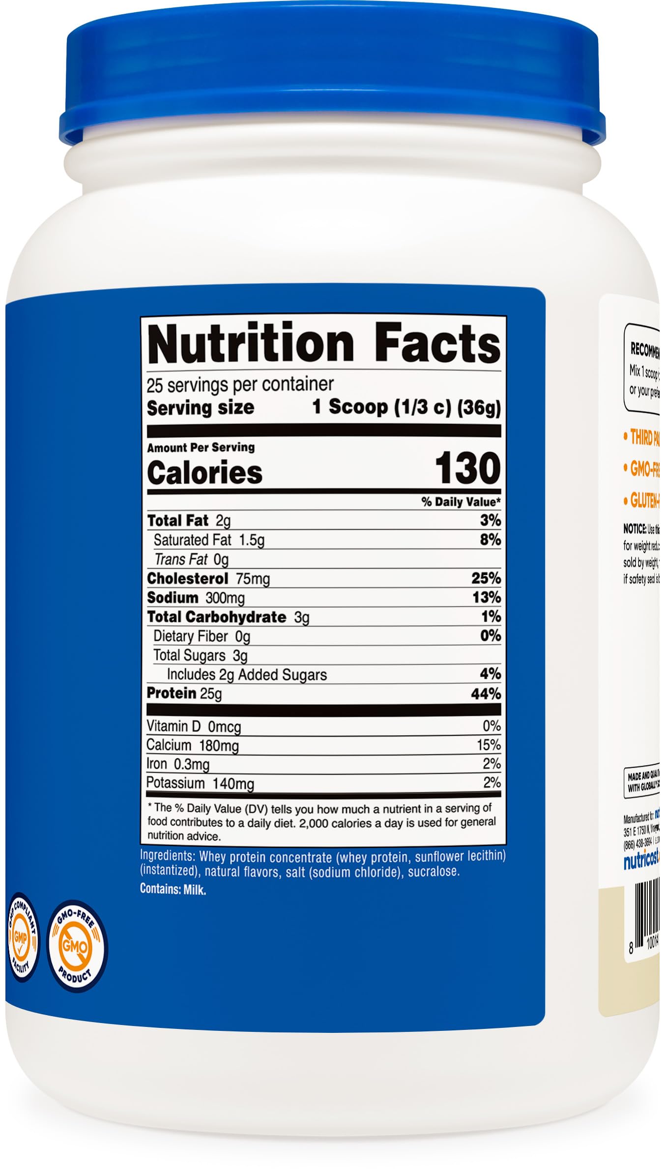 Nutricost etiqueta con certificaciones NSF y pruebas ISO, seguridad comprobada