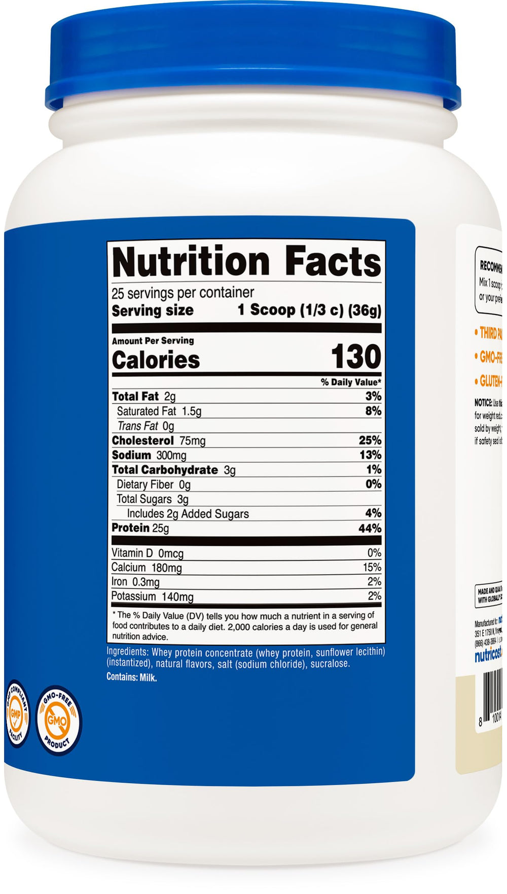 Nutricost etiqueta con certificaciones NSF y pruebas ISO, seguridad comprobada