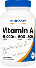 Nutricost frasco frontal con 500 softgels y ventaja de duración