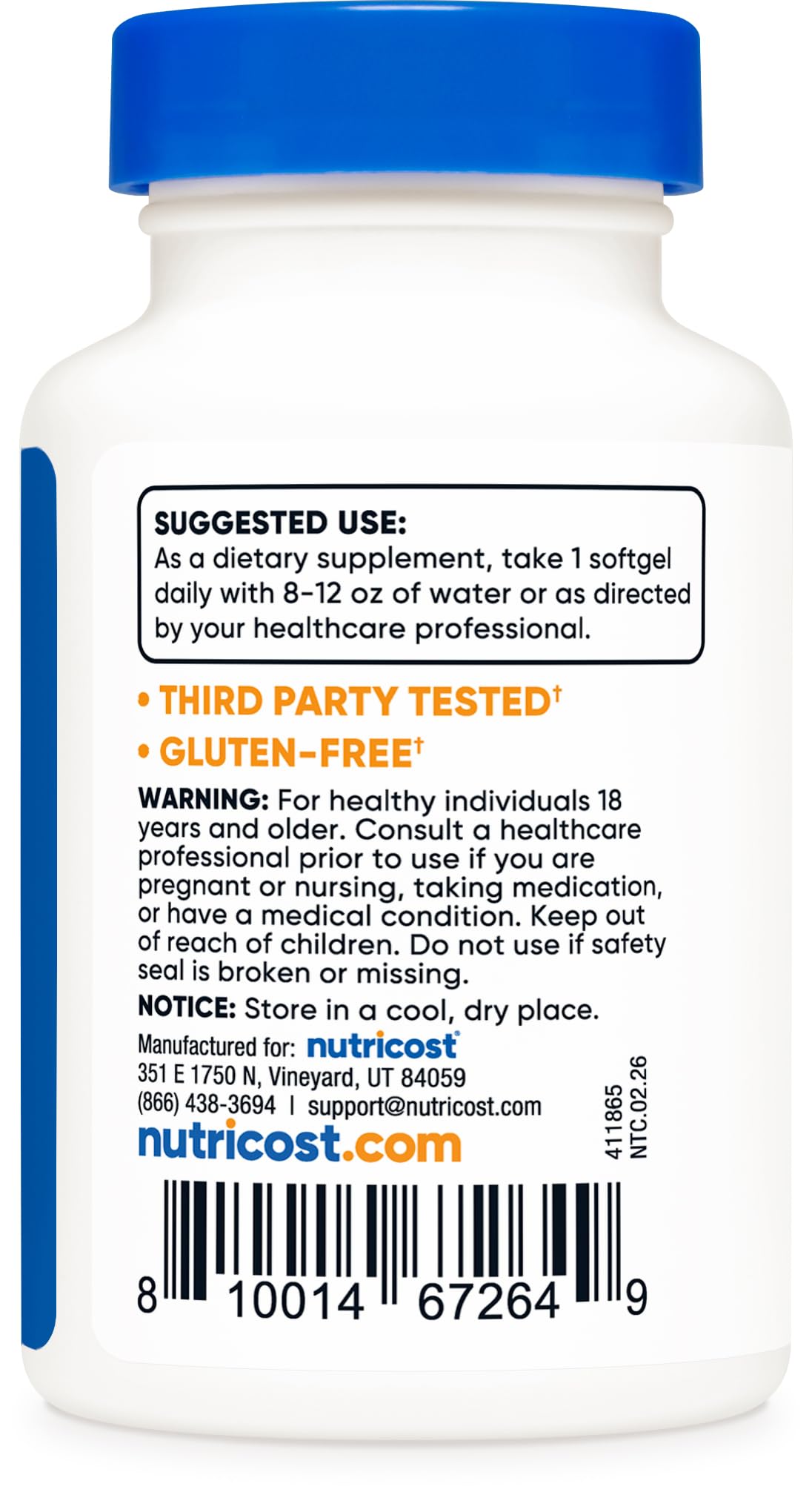Softgel Nutricost junto a comida para mejor absorción con grasas