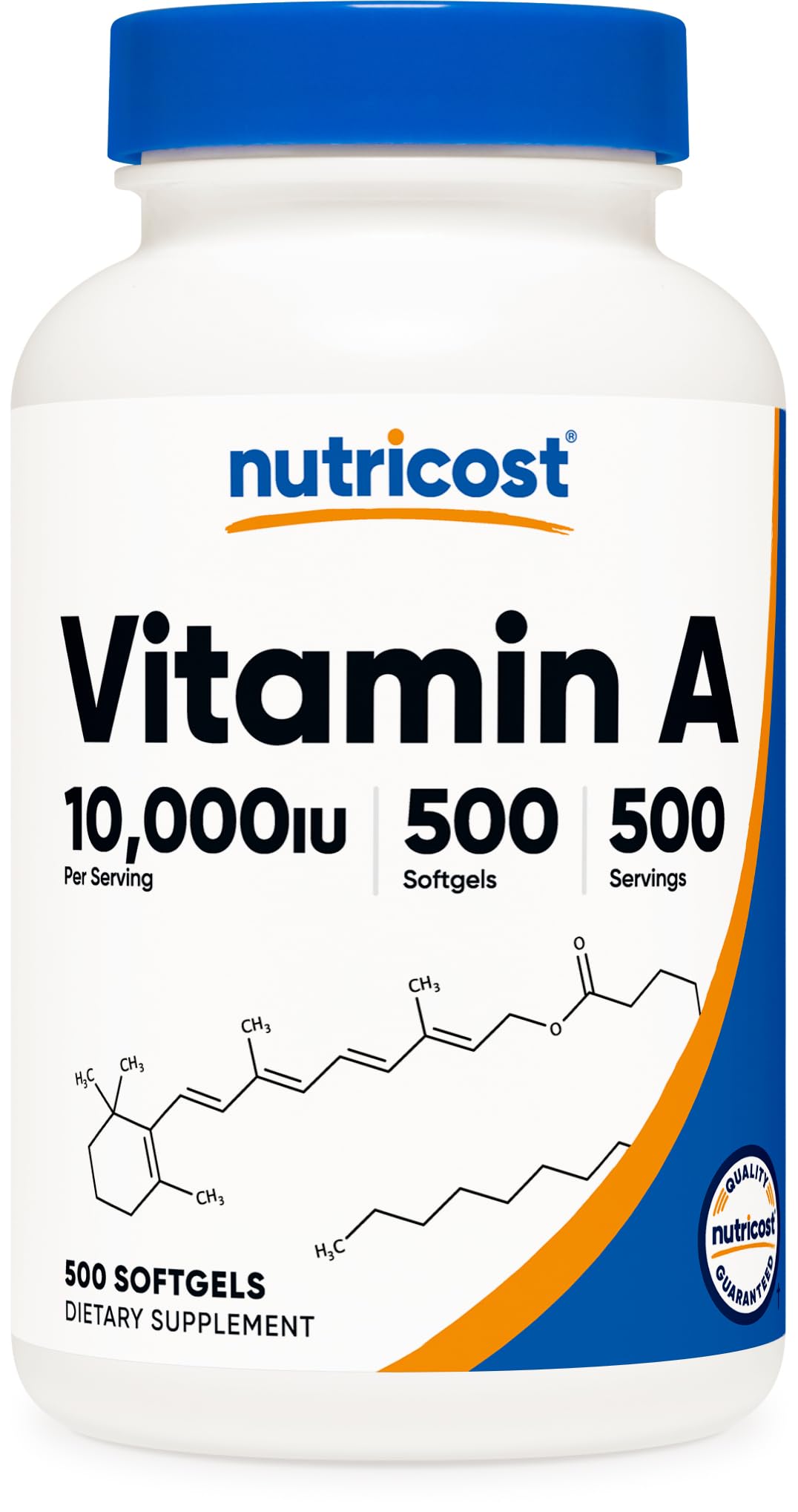 Nutricost botella frontal mostrando etiqueta clara y beneficio de dosificación