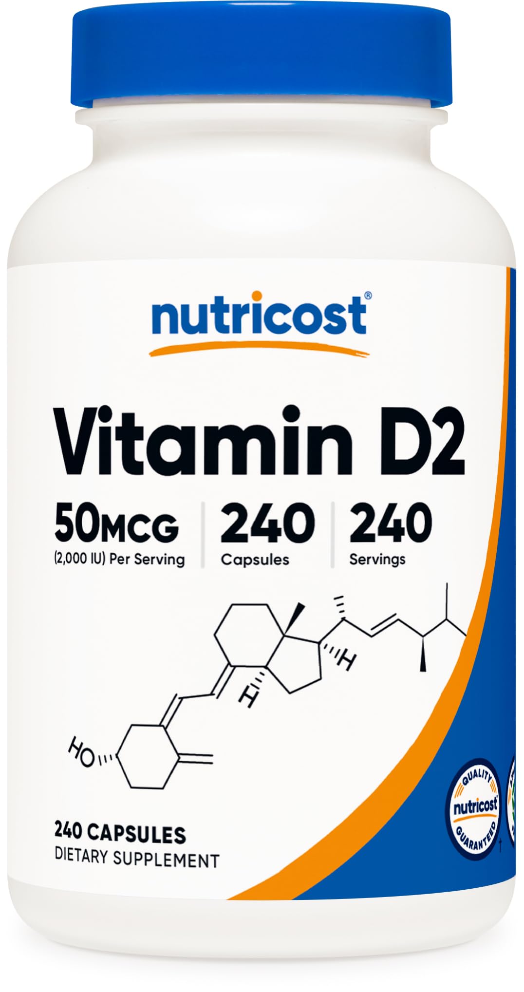 Nutricost frasco frontal mostrando 240 cápsulas y etiqueta clara