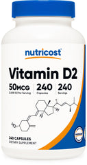 Nutricost frasco frontal mostrando 240 cápsulas y etiqueta clara