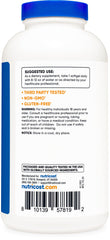 Nutricost softgel junto a alimentos grasos demostrando toma con comida para mejor absorción