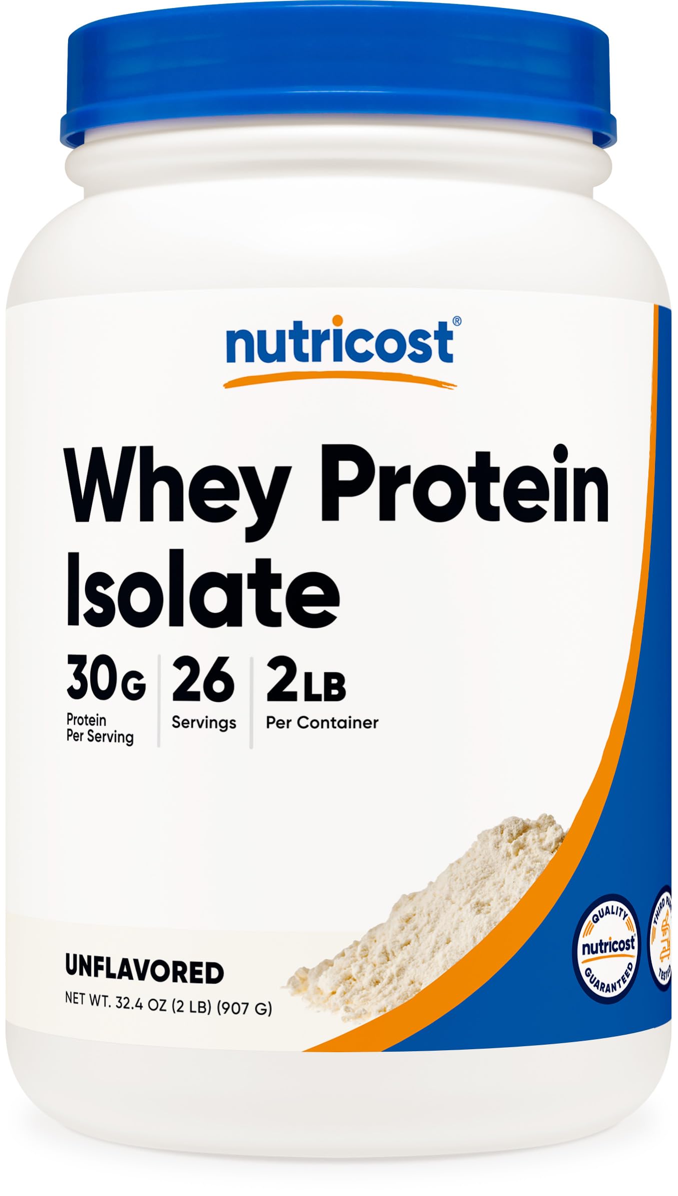 Nutricost envase frontal mostrando el tamaño y la pureza del producto