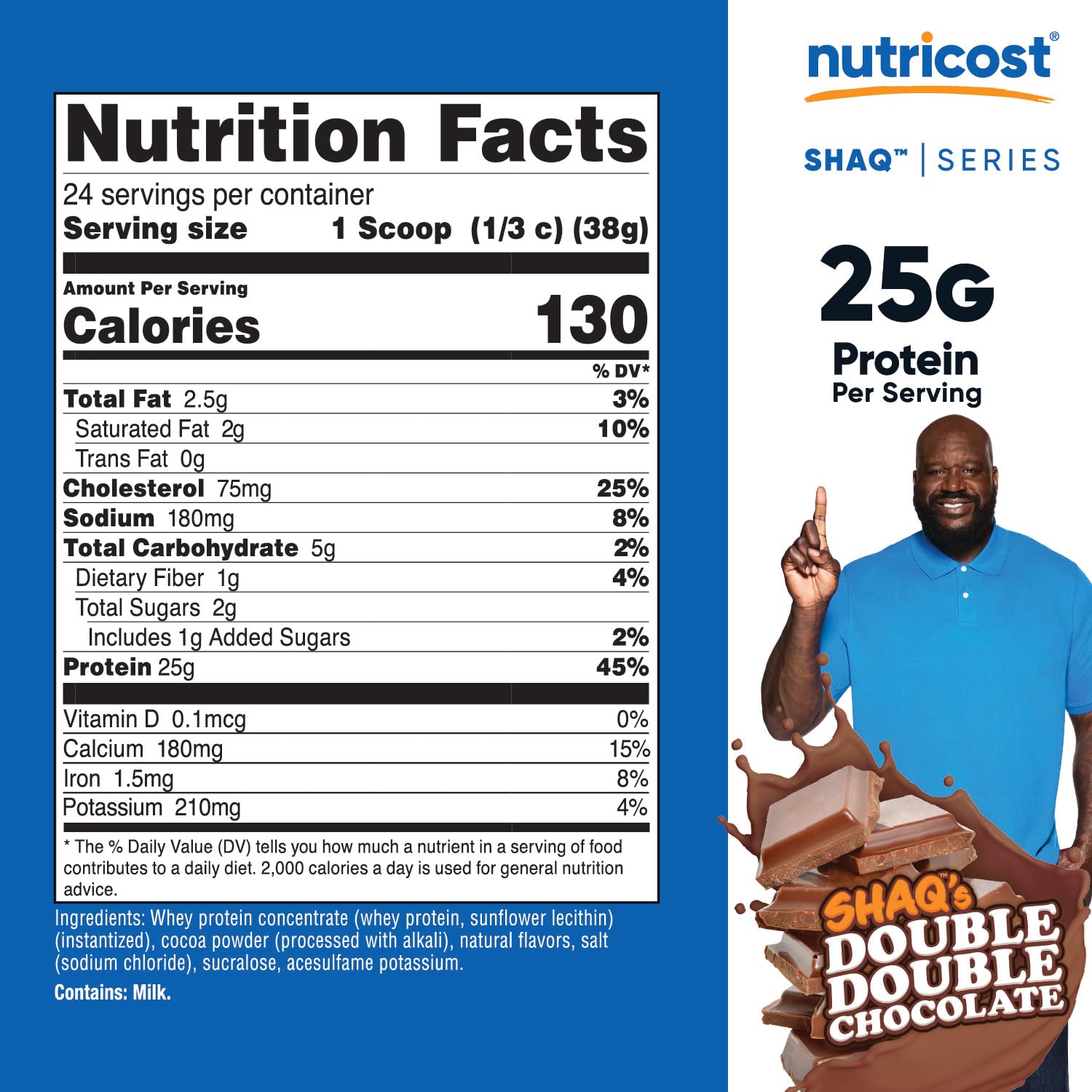 Nutricost Whey textura del polvo visible y mezcla fácil